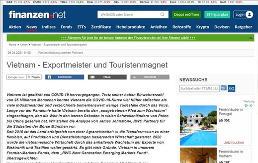 Báo Đức nêu bật thành công kinh tế và sức hút nhà đầu tư nước ngoài của Việt Nam