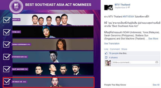 Nghi án dàn xếp kết quả giải MTV EMA cho Hồ Ngọc Hà
