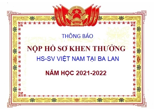 Thông báo của ĐSQ Việt Nam tại Ba Lan: Nộp hồ sơ xét khen thưởng học sinh, sinh viên Việt Nam tại Ba Lan, năm học 2021-2022
