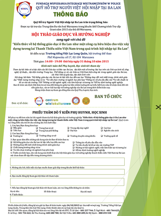 Thông báo: Hội thảo về giáo dục và hướng nghiệp tại Ba Lan