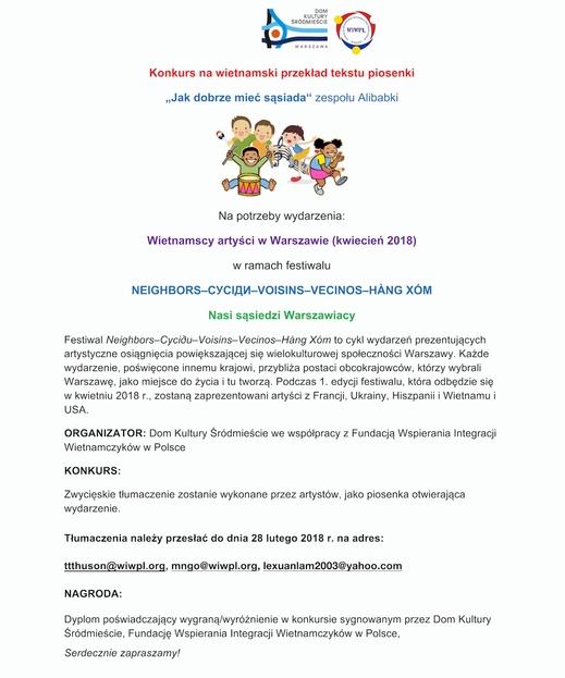 Thông báo cuộc thi dịch sang tiếng Việt lời bài hát tiếng Ba Lan