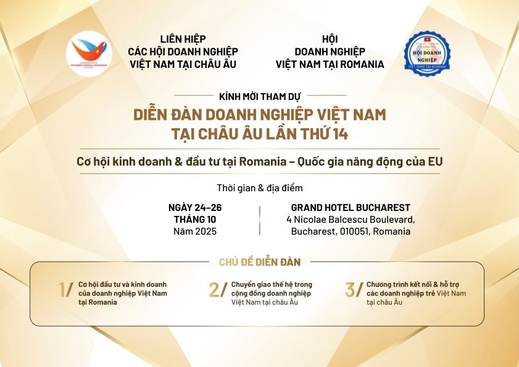 THƯ MỜI THAM DỰ
Diễn đàn Doanh nghiệp Việt Nam tại Châu Âu lần thứ 14