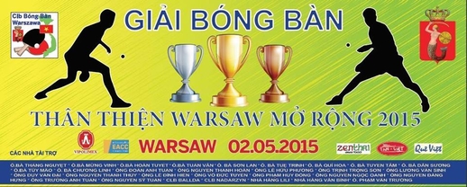 Thư mời tham gia cổ vũ giải bóng bàn Thân thiện Warszawa mở rộng 2015