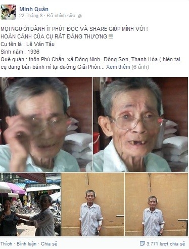 Cụ già bán bánh mì rong bật khóc khi được dân mạng cứu giúp