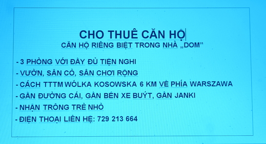 Cho thuê căn hộ