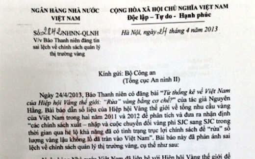 Bộ Công an được đề nghị cùng xử lý thông tin “rửa” vàng