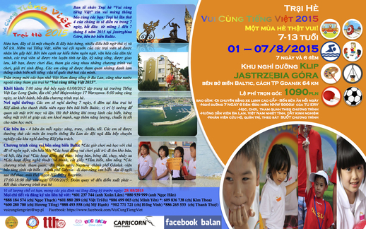 Thông báo tổ chức Trại Hè "Vui Cùng Tiếng Việt 2015"