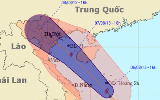 Sáng nay, bão bắt đầu gây mưa ở miền Trung