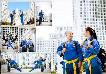 Ngắm bộ ảnh cưới độc đáo của hai HLV võ thuật