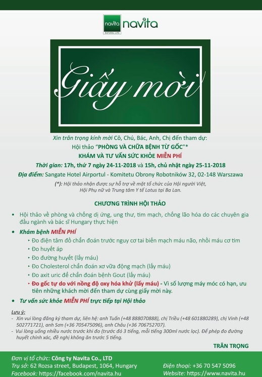 Thông báo: Hội thảo "Phòng và chữa bệnh từ gốc"