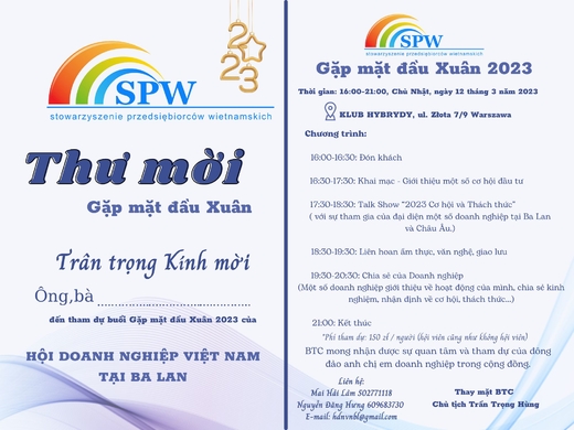 Thư mời Gặp mặt đầu Xuân của Hội Doanh nghiệp Việt Nam tại Ba Lan