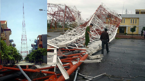 Tháp truyền hình đổ do không đúng chuẩn