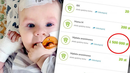 Bé 1 tuổi bất ngờ nhận được 1,5 triệu zł từ một nhà từ thiện giấu tên để chữa bệnh hiểm nghèo