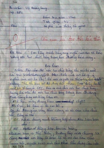 Cú sốc giáo dục: Học sinh chửi tục trong bài kiểm tra