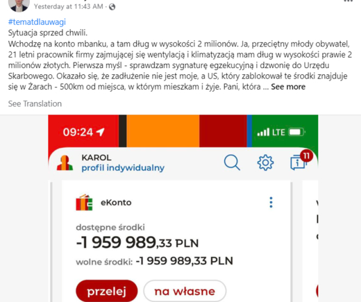 Khách hàng mBank đột ngột thấy khoản nợ 2 triệu zł trong tài khoản, nguyên nhân do ngân hàng 'nhầm'