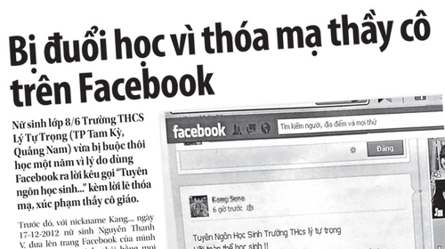 Nữ sinh thóa mạ thầy trên FB: 'Đuổi học là để giáo dục'
