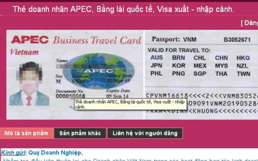 Nở rộ dịch vụ làm thẻ doanh nhân APEC