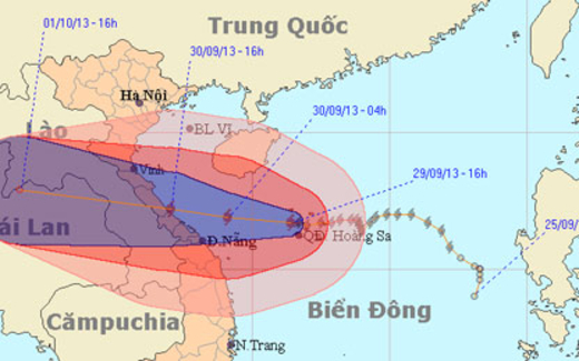 Siêu bão Wutip giật cấp 17 đang hướng vào miền Trung