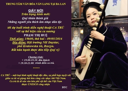 Thông báo: 
Biểu diễn nghệ thuật ca trù (19h30, hôm nay - 9/5/2016)