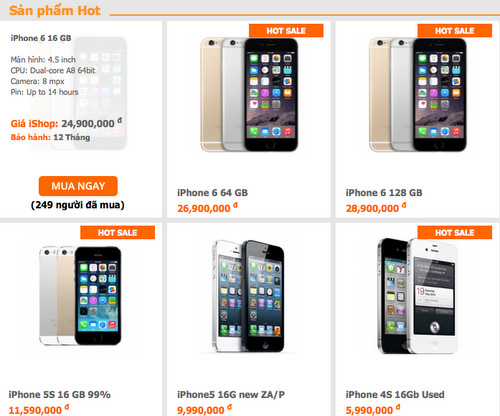 Giá iPhone 6 hàng xách tay giảm theo giờ