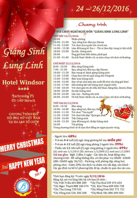 Chương trình vui chơi chào đón Giáng sinh 2016 và năm mới 2017.