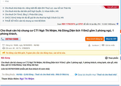 Nhan nhản nhà thu nhập thấp rao cho thuê
