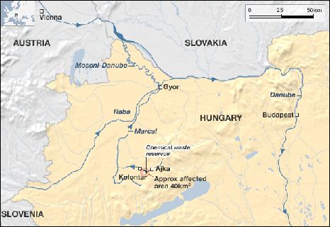 Bùn đỏ Hungary đã đến sông Danube