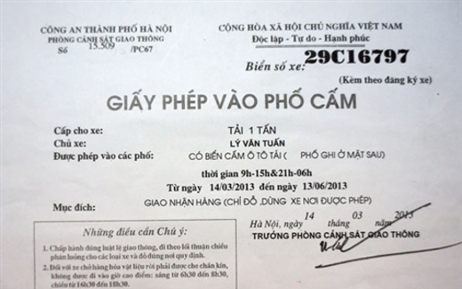 CSGT Hà Nội trần tình vụ 'bán' giấy phép vào phố cấm