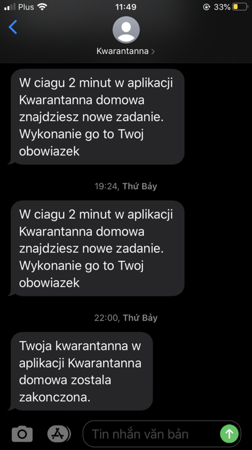 Sử dụng ứng dụng "Kwarantanna domowa" (Cách ly tại nhà)