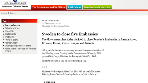 Việt Nam tiếc vì Thụy Điển đóng cửa Đại sứ quán