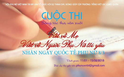 THÔNG BÁO CUỘC THI SÁNG TÁC THƠ, VĂN XUÔI
“Viết về Mẹ. Viết về Người Phụ Nữ tôi yêu”