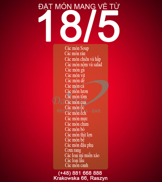 Nhà hàng Daystar nhận đặt món mang về, bắt đầu từ 18-5-2015