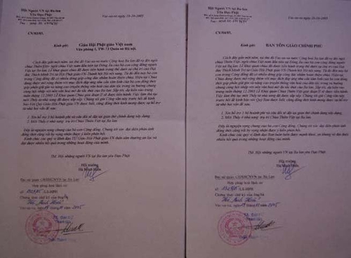 Thư trả lời của ông Chủ tịch Hội NVNTBL yêu Đạo Phật