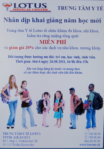 Trung tâm Y tế LOTUS mở đợt khuyến mại đầu năm học mới.
