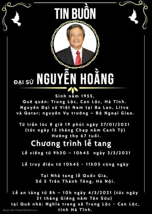 Vĩnh biệt Đại sứ Nguyễn Hoằng - 40 năm vì sự nghiệp ngoại giao Việt Nam