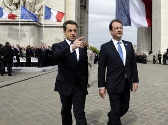 Hai ông Hollande và Sarkozy cùng dự lễ kỷ niệm Ngày đình chiến