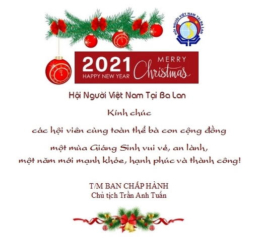Hội người Việt Nam tại Ba Lan: Chúc mừng Lễ Giáng Sinh và năm mới 2021