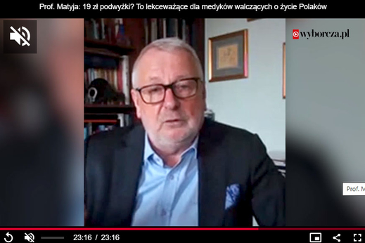 Giáo sư Matyja: Tăng lương thêm 19 zł? Đây là một sự coi thường với các nhân viên y tế đang chiến đấu vì cuộc sống của người dân Ba Lan